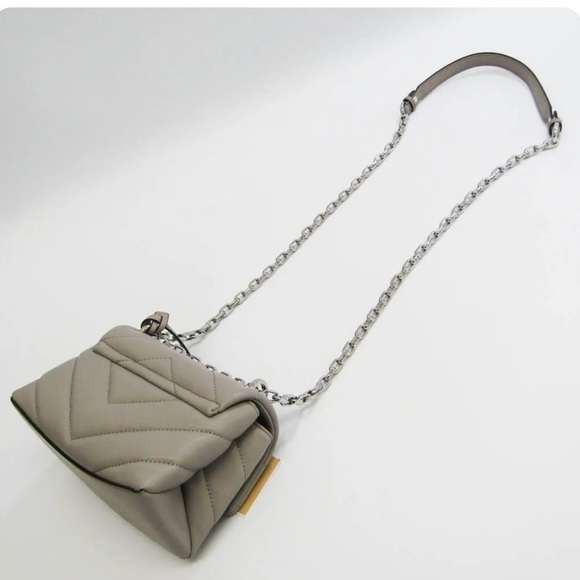 NEW NWT | Michael Kors CECE XS CHAIN CROSSBODY Gray Leather Shoulder Bag Purse - Picture 2 of 9